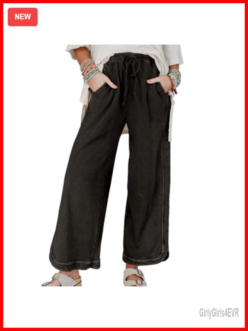 High Waist Baggy Wide Leg Sweatpants with Pockets Drawstring